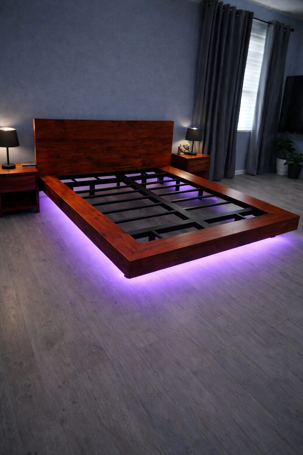 Cama flotante con iluminación LED